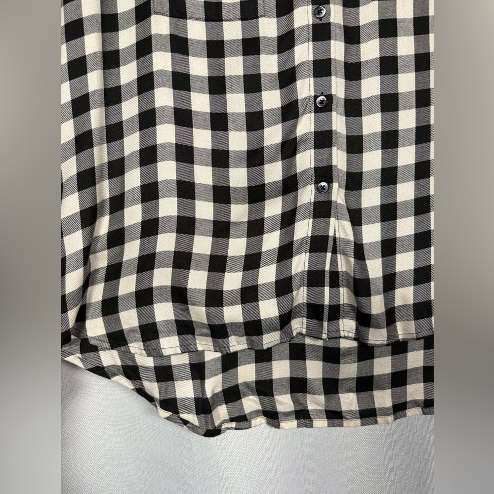Madewell Black and White Buffalo Plaid Oversized Button Up Top XS - Picture 5 of 8